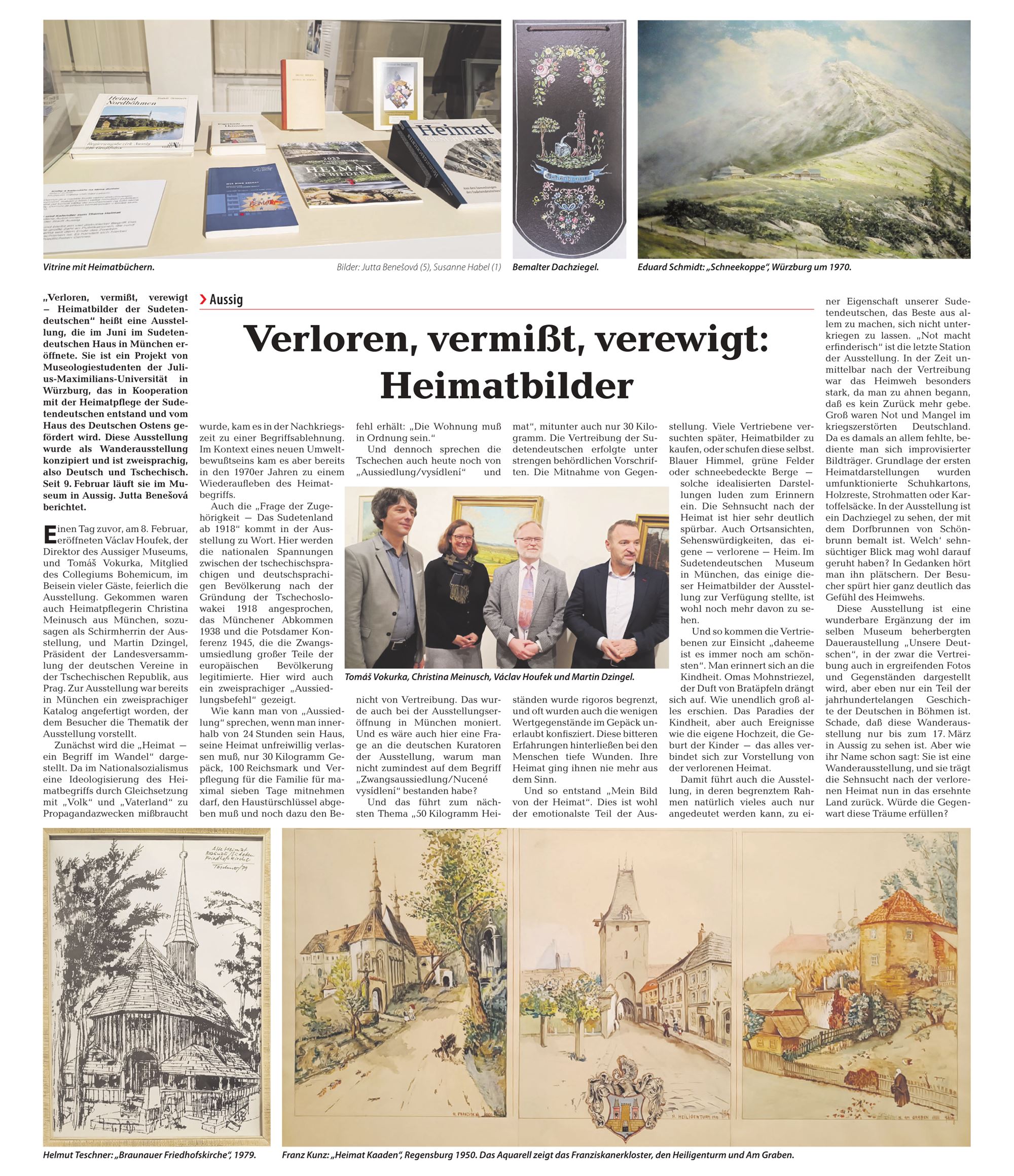 eine Zeitung mit Bildern von Menschen und einem Gebäude