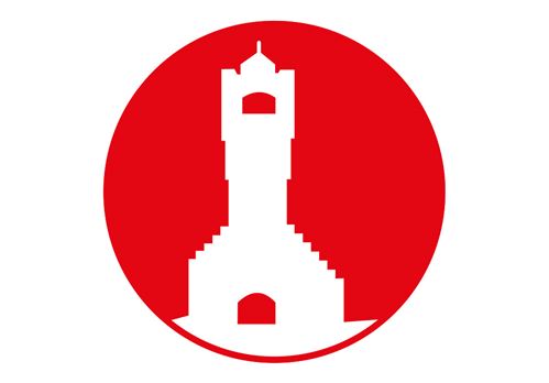 ein weißer Turm in einem roten Kreis