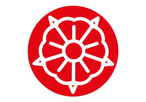 ein roter Kreis mit weißen Linien darauf